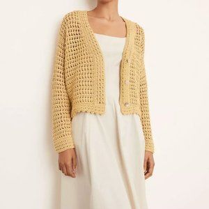 Vince Crochet Cardigan Sweater in Warm Sand